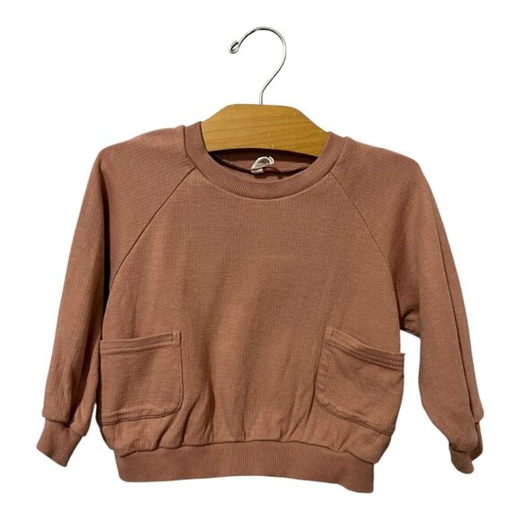 Quincy Mae Pocket Sweatshirt 18-24 Months Organic Cotton Pointelle - Picture 2 of 6